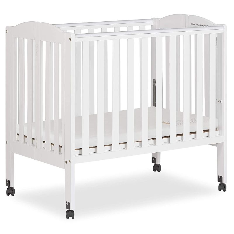 Photo 1 of Dream On Me 2 in 1 Portable Folding Stationary Side Crib in White, 