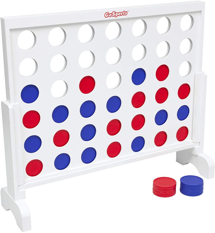 Photo 1 of GoSports 3 Foot Width Giant Wooden 4 in a Row Game - Choose Between Classic White or Dark Stain - Jumbo 4 Connect Family Fun with Coins, Case and Rules
GoSports 3 Foot Width Giant Wooden 4 in a Row Game - Choose Between Classic White or Dark Stain - Jumbo