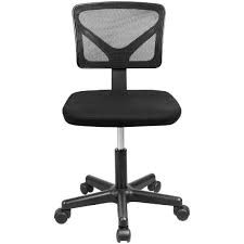 Photo 1 of Black Armless Office Chair Breathable Mesh Covering Silent Swiveling Casters Low Back Support for Computer Tasks