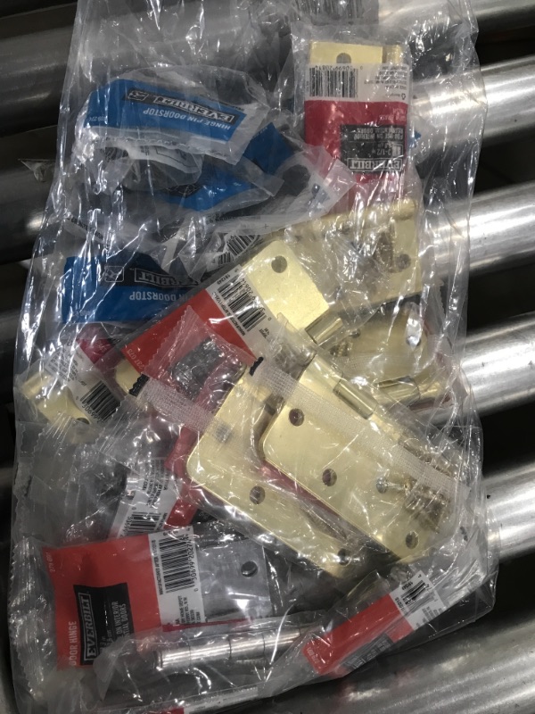 Photo 1 of (NO REFUNDS )- BUNDLE OF  20  ASSORTED  DOOR  HINGES, HARDWARE  , DOOR STOPPERS ,SPRING DOOR STOPS & HINGE PINS **DIFFERENT  SIZES & COLORS**
