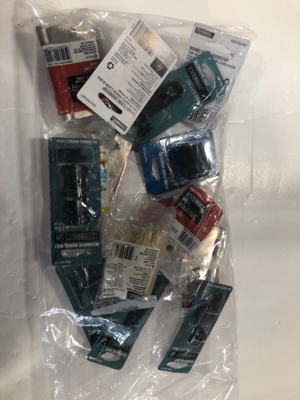 Photo 1 of (NO REFUNDS )- BUNDLE OF 20 ASSORTED  DOOR  HINGES, HARDWARE  , DOOR STOPPERS ,SPRING DOOR STOPS & HINGE PINS **DIFFERENT  SIZES & COLORS**
