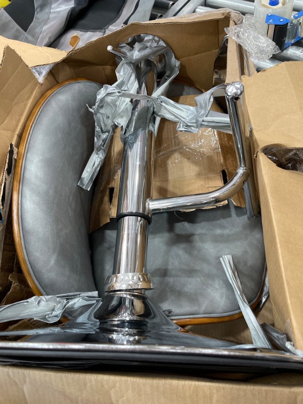 Photo 1 of ***INCOMPLETE, SIMILAR TO STOCK PHOTO PARTS ONLY*** Fabrizzi Walnut and Grey Adjustable Bar Stool
