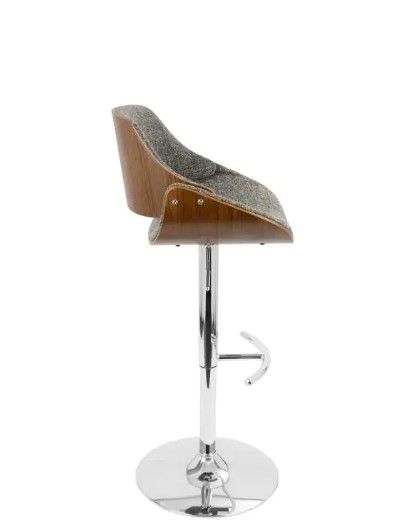 Photo 1 of ***INCOMPLETE, SIMILAR TO STOCK PHOTO PARTS ONLY*** Fabrizzi Walnut and Grey Adjustable Bar Stool
