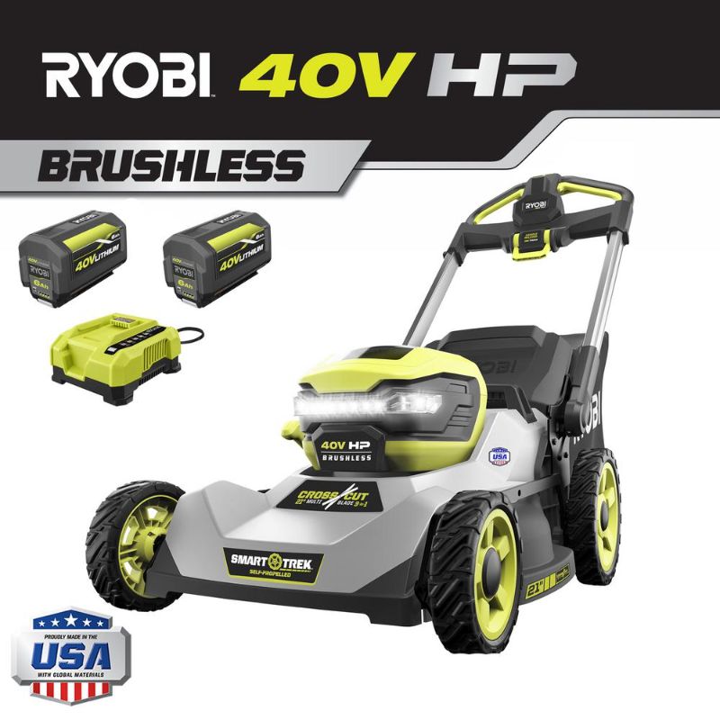 Photo 1 of ****SMALL DAMAGE SHOWN IN PICTURE** **RYOBI 40V HP Brushless 21 in. Cordless Battery Walk Behind Dual-Blade Self-Propelled Mower with (2) 6.0 Ah Batteries & Charger
