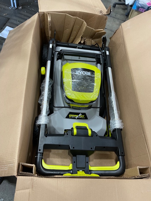 Photo 4 of ****SMALL DAMAGE SHOWN IN PICTURE** **RYOBI 40V HP Brushless 21 in. Cordless Battery Walk Behind Dual-Blade Self-Propelled Mower with (2) 6.0 Ah Batteries & Charger
