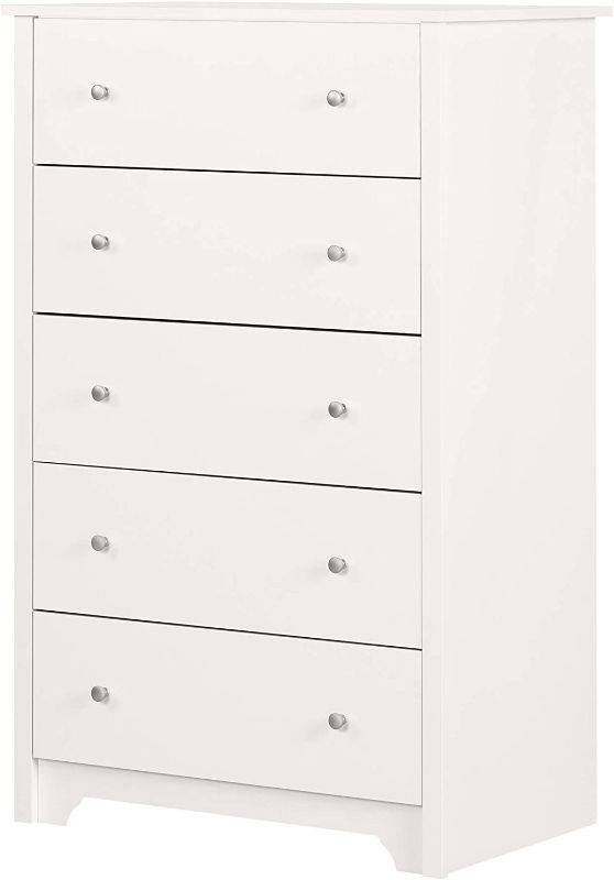 Photo 1 of ***FACTORY WRAPPED**** South Shore Vito Collection 5-Drawer Dresser, Pure White with Matte Nickel Handles

