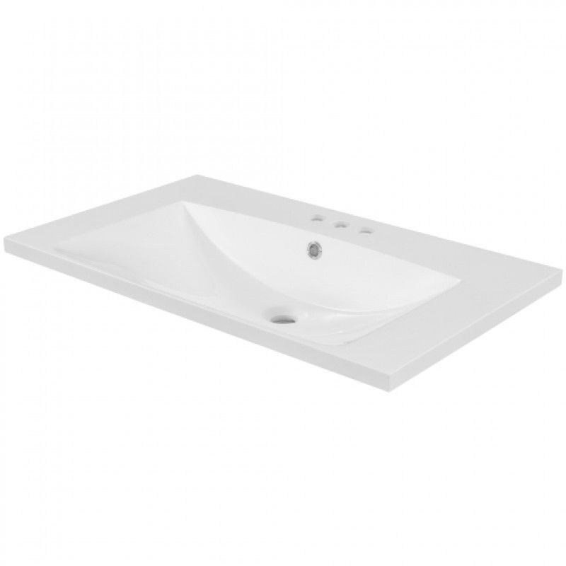 Photo 1 of 30\" Single Bathroom Vanity Top with White Basin, 3-Faucet Holes, Ceramic, White [WF283479AAK]
