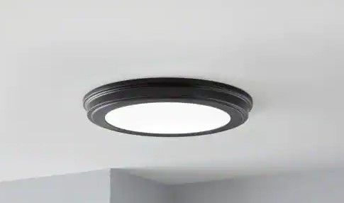 Photo 1 of 13 in. Matte Black Selectable LED Flush Mount
