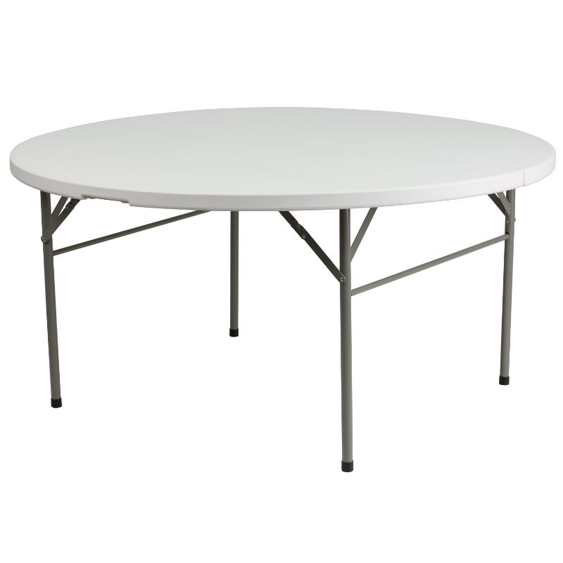 Photo 1 of ***DENTS*** Flash Furniture 61" Round Fold-in-Half Plastic Table, White
