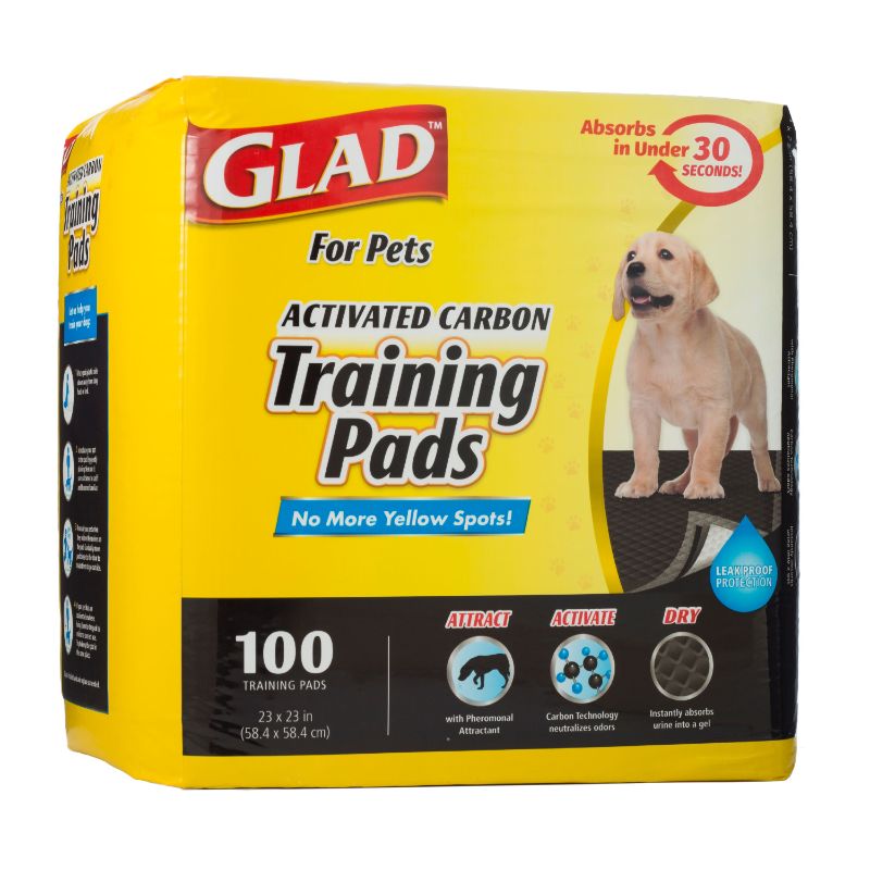 Photo 1 of ***SMALL RIP IN BAG*** GLAD for Pets Large Activated Carbon Puppies & Senior Dog Training Pads, Count of 100, 100 CT, Black
