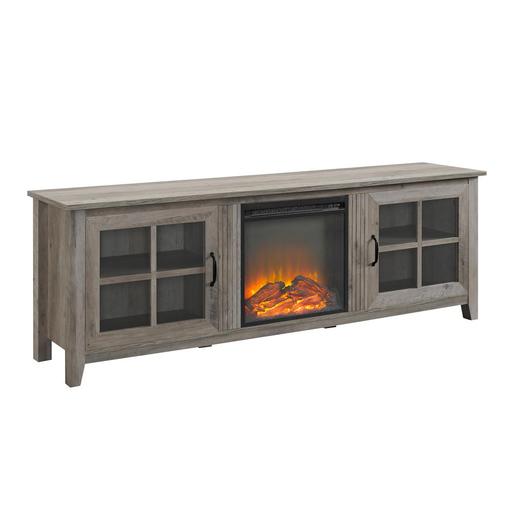 Photo 1 of ***PARTS ONLY*** 70" MDF Farmhouse Fireplace Wood TV Stand - Grey Wash
