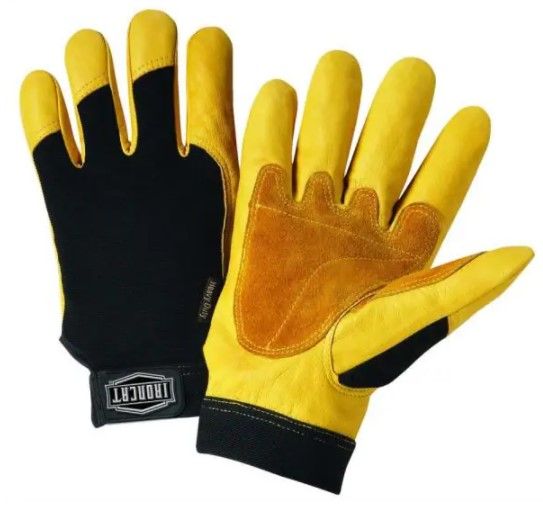 Photo 2 of Large Grain Cowhide Leather Gloves with Spandex Back, Reinforced Palm and Thumb
