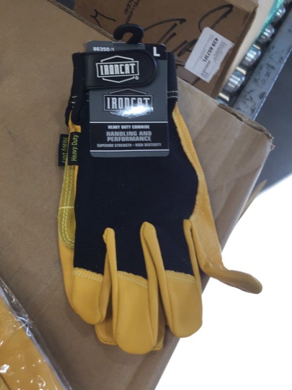 Photo 2 of Large Grain Cowhide Leather Gloves with Spandex Back, Reinforced Palm and Thumb
