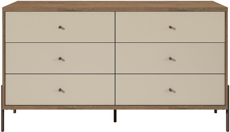 Photo 1 of **MISSING ITEMS** Manhattan Comfort Joy Series 2 Tone 6 Drawer Bedroom Dresser, Off-White