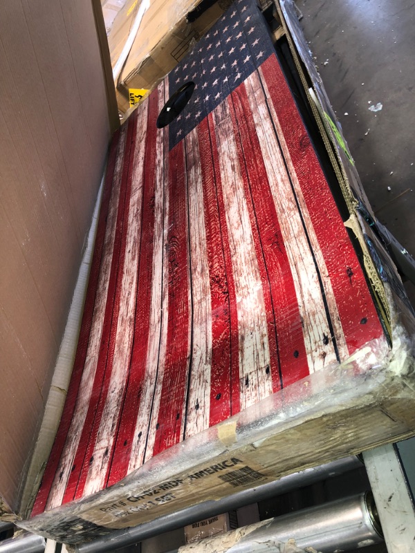 Photo 6 of *Damage Shown in Pictures* 
GoSports American Flag Regulation Size Cornhole Set Includes 8 Bags, Carry Case & Rules