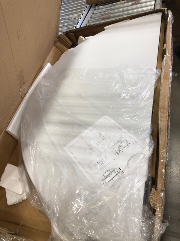 Photo 1 of *READ BELOW** LAKHOW 122YZ 4-Foot Round Bi-Fold White Plastic Event Folding Table with Handle, 48*48*29
