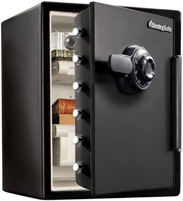 Photo 1 of *LOCKED NO COMBO**SentrySafe SFW205CWB Fireproof Waterproof Safe with Dial Combination, 2.05 Cubic Feet, Black
