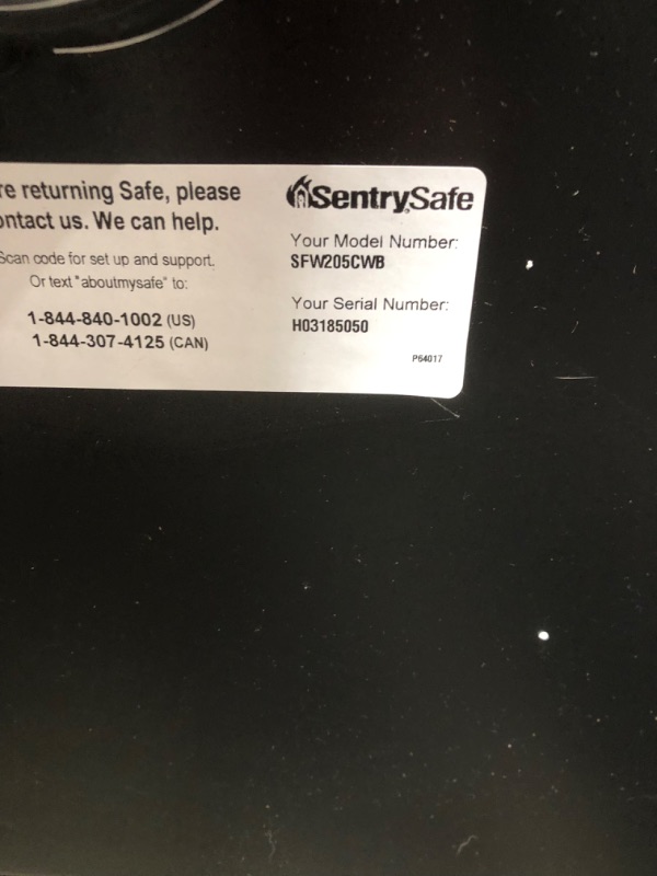 Photo 2 of *LOCKED NO COMBO**SentrySafe SFW205CWB Fireproof Waterproof Safe with Dial Combination, 2.05 Cubic Feet, Black
