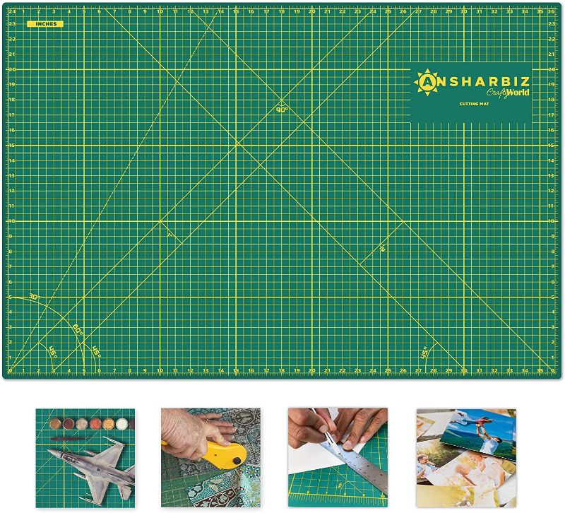 Photo 2 of  Self Healing Cutting Mat for Sewing, Quilting & Crafts - 24x36 inches craft mat - Fabric Cutting Mat- Double Sided, Non Slip surface-...

