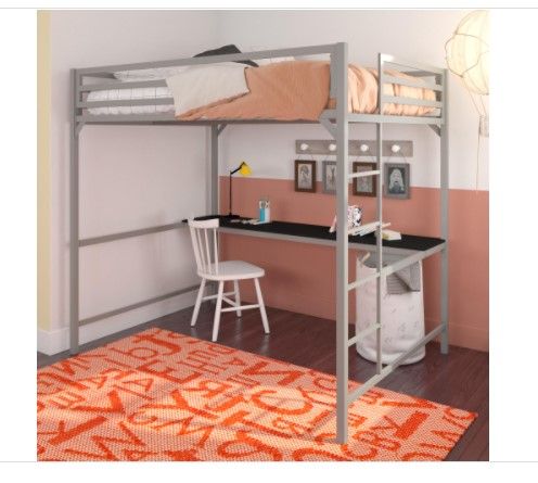 Photo 1 of **FOR PART ONLY**DHP Miles Metal Full Loft Bed with Desk