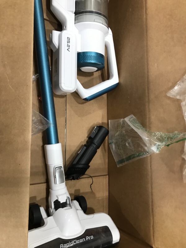 Photo 4 of Eureka RapidClean Pro Lightweight Cordless Vacuum Cleaner, High Efficiency Powerful Digital Motor LED Headlights, Convenient Stick and Handheld Vac, Essential, White * stick that connects to main vacuum piece broken *