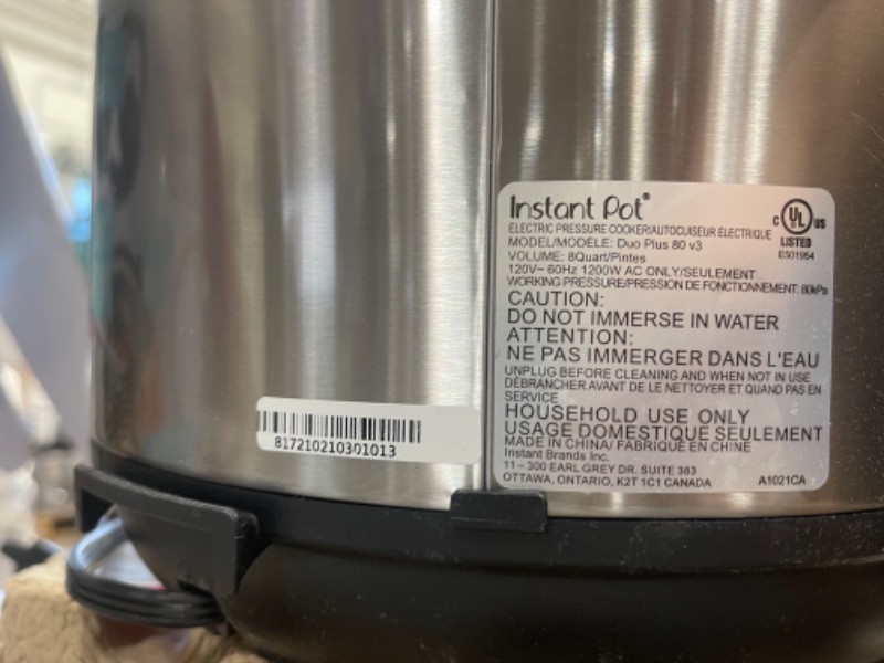 Photo 4 of Instant Pot Duo Plus 8 qt 9-in-1 Slow Cooker/Pressure Cooker