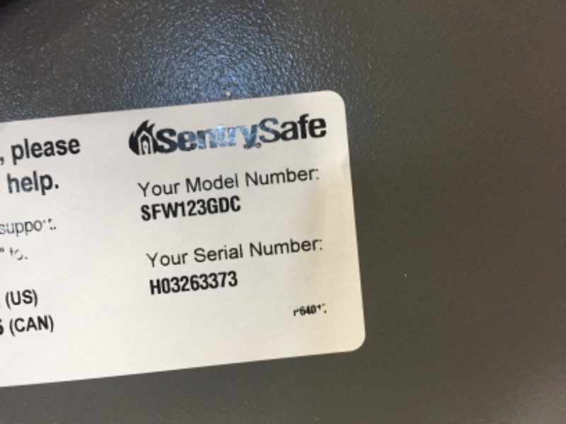 Photo 4 of **LOCKED*MISSING KEY**SentrySafe SFW123GDC Fireproof Waterproof Safe with Digital Keypad, 1.23 Cubic Feet, Gun Metal Gray