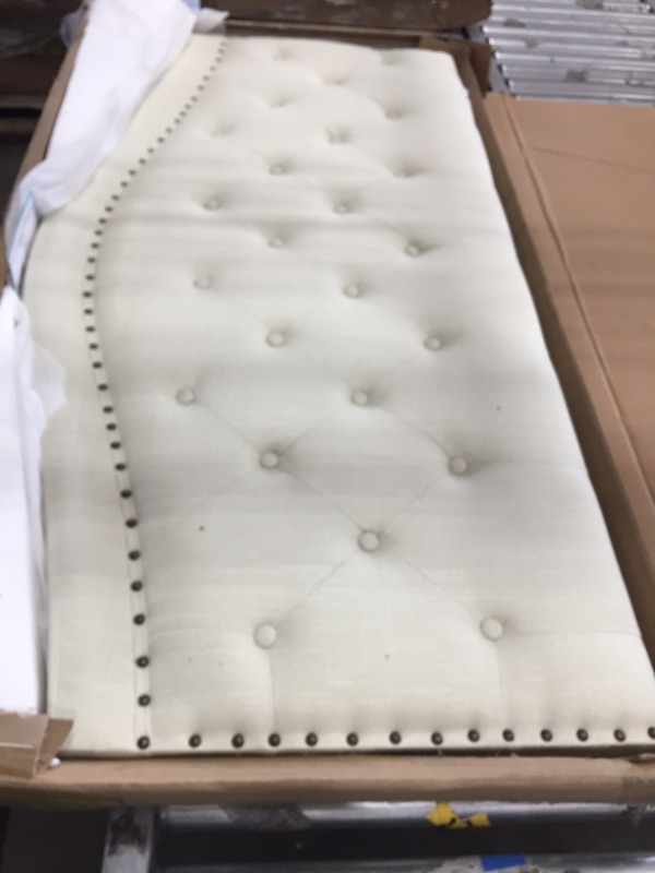 Photo 2 of **INCOMPLETE** BOX 1 OF 2 FULL SIZE - BED0013 COLOR 4461-01 LIGHT BEIGE HEADBOARD