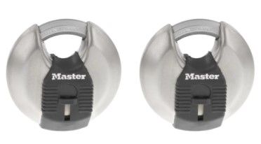 Photo 1 of *MISSING 1 key*
Master Lock Heavy Duty Outdoor Shrouded Padlock with Key, 2-3/4 in. Wide, 2 Pack