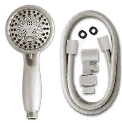 Photo 1 of 5-Spray 3.5 in. Single Wall Mount 1.8 GPM Handheld Adjustable Shower Head in Brushed Nickel
