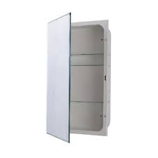 Photo 1 of **UNKNOWN BRAND** 16 in. x 26 in. Frameless Recessed or Surface Mount Swing Door Beveled Mirror Medicine Cabinet