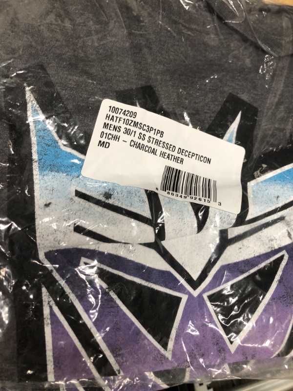 Photo 2 of Hasbro Men's Transformers Short Sleeve T-Shirt, Charcoal Heather, Medium
