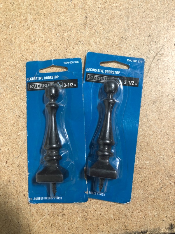 Photo 2 of **2 packets of -Everbilt 3-1/2 Inch Oil-Rubbed Bronze Decorative Solid Doorstop
