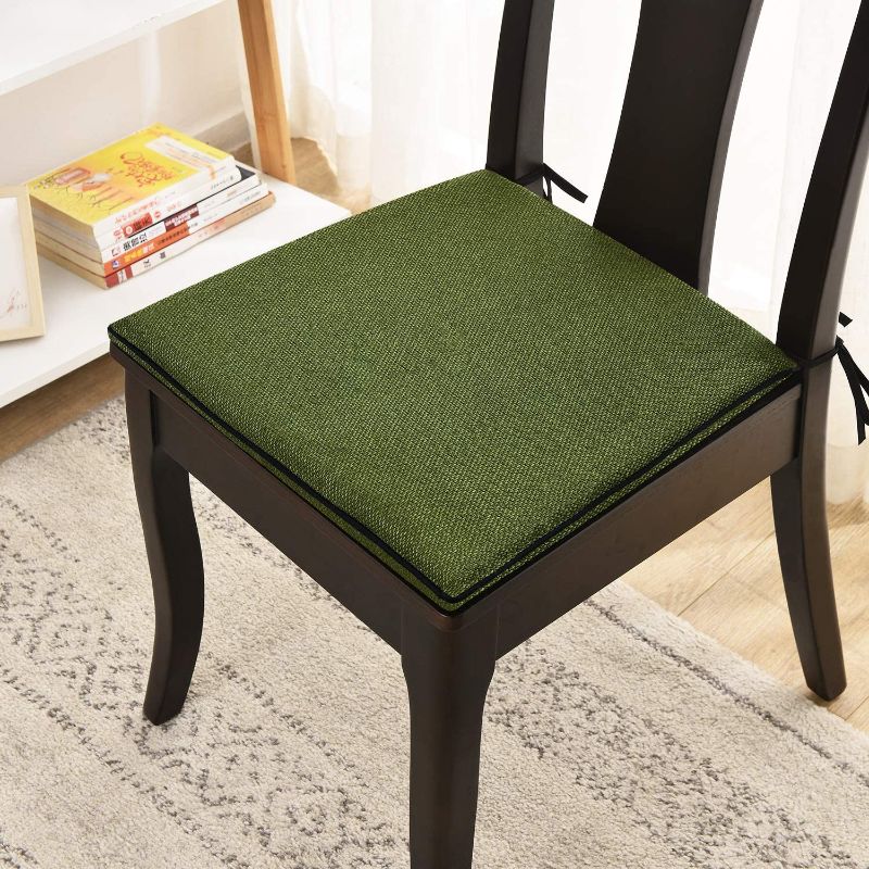 Photo 1 of WAITER TREE Chair Cushion for Dinner, Memory Foam 2-Piece Non-Slip Linen Material, Kitchen Chair Cushions Pads with Ties,18x17x1.6 inches
