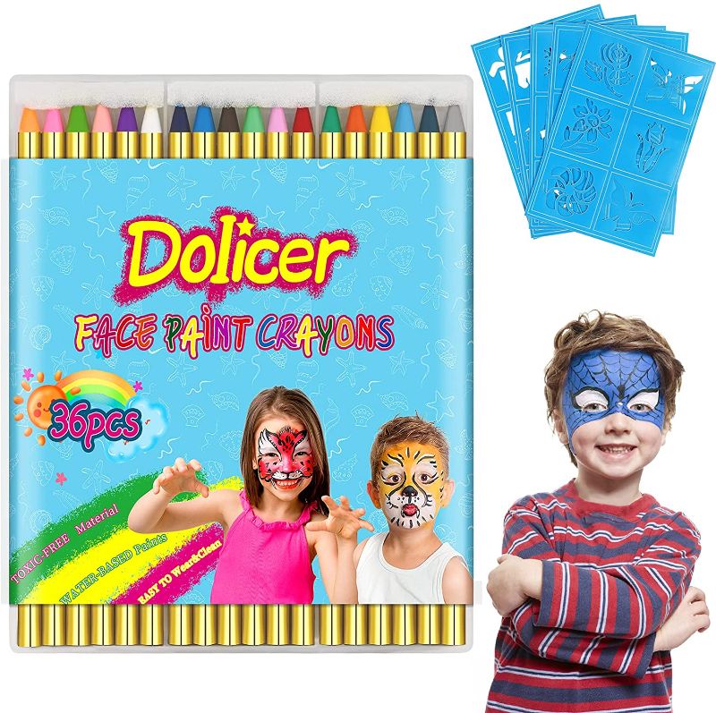 Photo 1 of BUNDLE OF 3 Dolicer 36 Colors Painting Face Crayons for Kids and Adults Body Crayons Non-Toxic Face Crayon
AND, Dolicer 16 Colors Face Paint Crayons for Kids and Adults Non-toxic Face Crayon Sticks Body Crayons 
