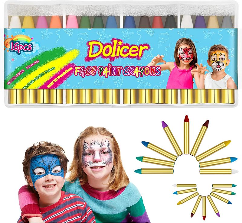 Photo 2 of BUNDLE OF 3 Dolicer 36 Colors Painting Face Crayons for Kids and Adults Body Crayons Non-Toxic Face Crayon
AND, Dolicer 16 Colors Face Paint Crayons for Kids and Adults Non-toxic Face Crayon Sticks Body Crayons 
