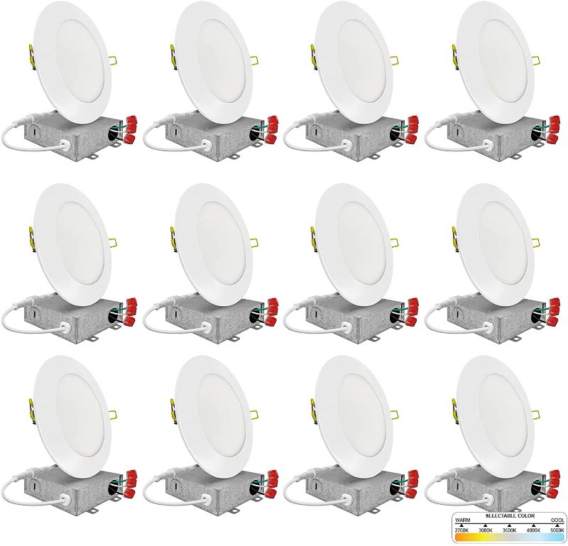 Photo 1 of NUWATT 6” Round LED Downlight 6 Pack, 15W Dimmable LED Ceiling Light, 5-in-1 CCT, Recessed Trim & J Box (White Trim)
