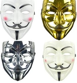 Photo 1 of SET OF 5, 4 Pack V for Vendetta Guy Mask Halloween Mask Halloween Costume Cosplay Party Mask for Halloween Cosplay Party- TOTAL 20 MASKS