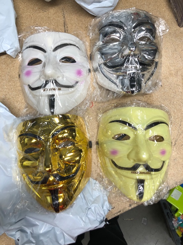 Photo 2 of SET OF 5, 4 Pack V for Vendetta Guy Mask Halloween Mask Halloween Costume Cosplay Party Mask for Halloween Cosplay Party- TOTAL 20 MASKS