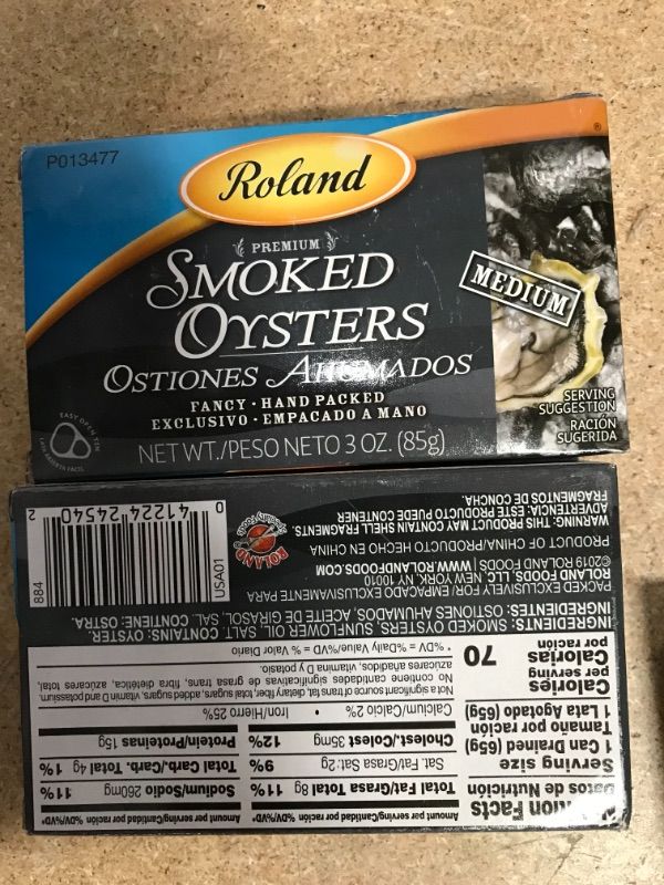 Photo 2 of 4CT Roland Medium Naturally Smoked Oysters, 3 Oz
