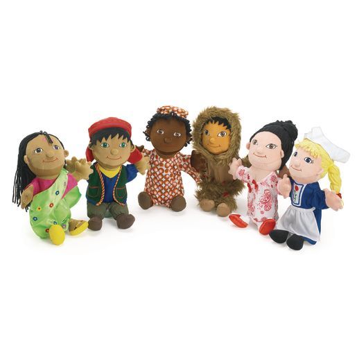 Photo 1 of Excellerations Multicultural Around the World Boy and Girl Puppets, 14â€H (6 Hand Puppets) (Item # WORLDPUP)
