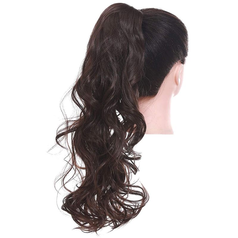 Photo 1 of BUNDLE OF 2 VeryPop Claw Clip in Ponytail Extension 24 Inch Long Wavy Curly Hair Extension Jaw Clip Synthetic Hairpiece for Women - Platinum Blonde 6#
