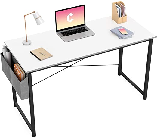 Photo 1 of Cubiker Writing Computer Desk 40" Home Office Study Desk, Modern Simple Style Laptop Table with Storage Bag, White
