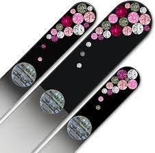 Photo 1 of (stock photo for reference only not exact item)
Mont Bleu Glass Nail Files Hand Decorated with crystals - in Black Velvet Sleeve 6 pack 