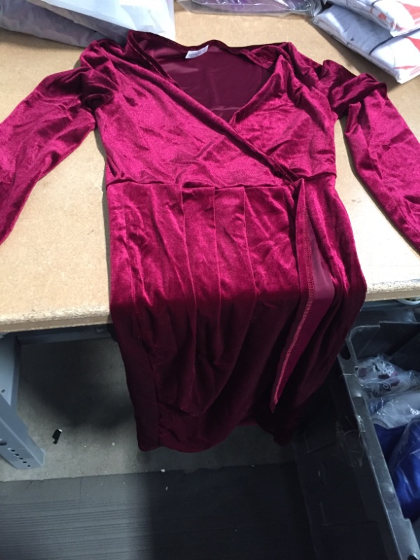 Photo 2 of Laqeyko Velvet Dress Wrap V Neck Long Sleeve, Small