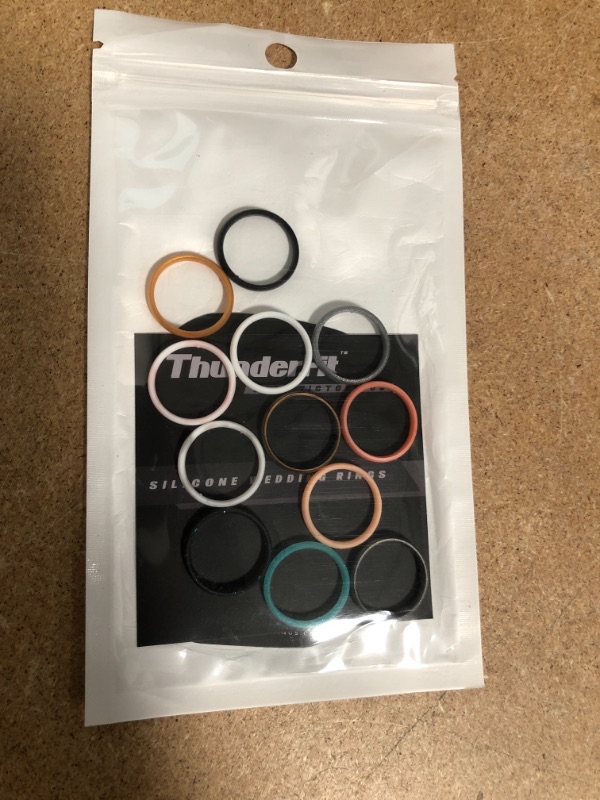 Photo 2 of ThunderFit Super Thin Stackable Silicone Rings Wedding Bands - 12 Rings, Size 6