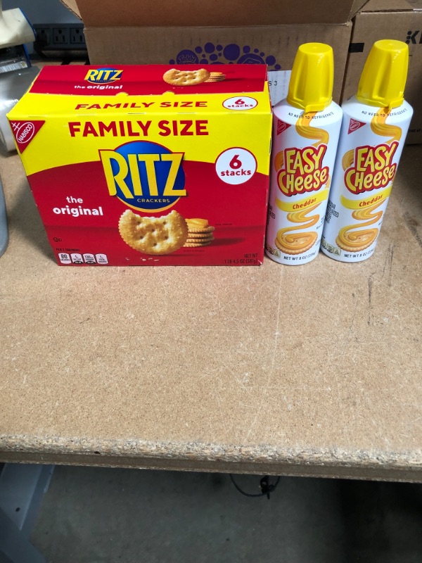 Photo 2 of *EXPIRED June and Aug 2022*
*NON REFUNDABLE*
RITZ Original Crackers and Easy Cheese Cheddar Snack Variety Pack, 1 Family Size Box & 2 Cans
