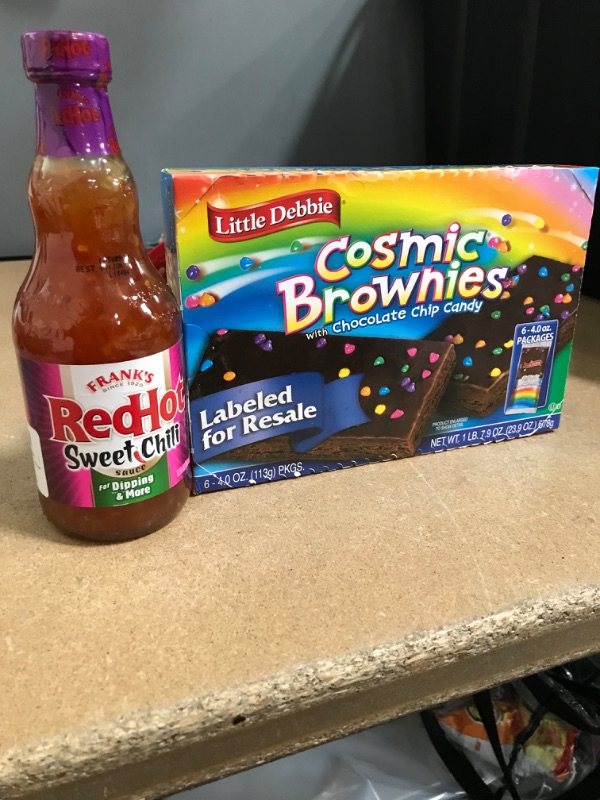 Photo 1 of *EXPIRES March and June 2022*
*NON REFUNDABLE*
Miscellaneous Food Bundle (Little Debbie Cosmic Brownies and Frank's Red Hot Sweet Chili Sauce)
