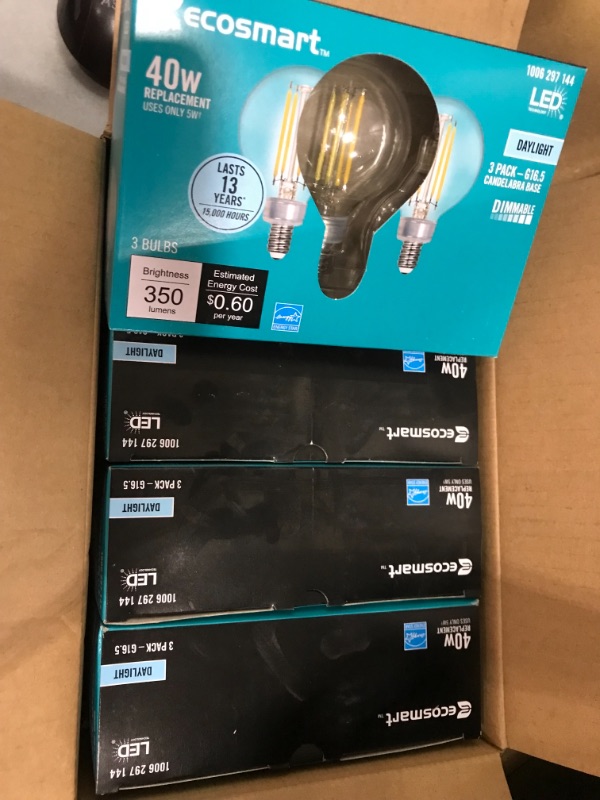 Photo 2 of 40-Watt Equivalent G16.5 ENERGY STAR and CEC Title 20 Dimmable Filament LED Light Bulb Daylight (3-Pack) - 4 pack