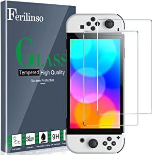 Photo 1 of Ferilinso Designed for Nintendo Switch OLED Model 2021 Screen Protector, 2 Pack HD Tempered Glass, Accessories, Case Friendly, 9H Hardness, Bubble Free, Easy Installation - 3 pack